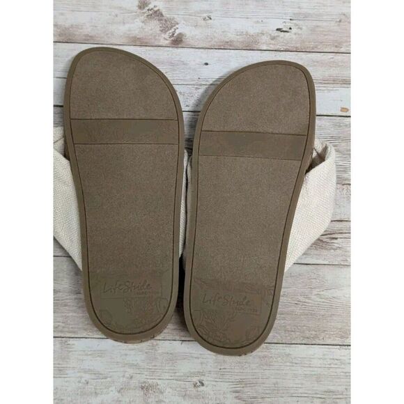 LifeStride Velocity 2.0 Womens 5.5M Happy Cream H9677F5251 Thong Wedge Sandal - Picture 8 of 9